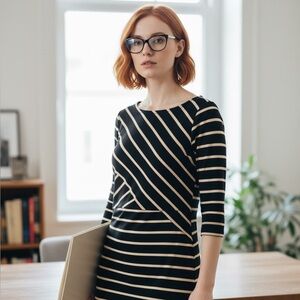 NWT J McLaughlin Striped Boat Neck Layered Dress